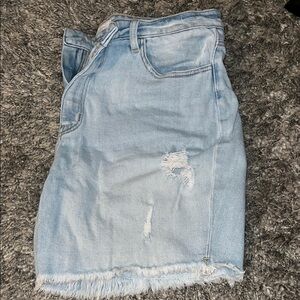 Light Blue Distressed Denim Shorts